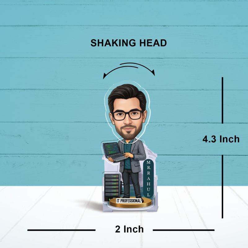 Personalized IT Professional Bobblehead Caricature  Battery Powered Shaking Head Feature Software Engineer Office Desk Decor  Creative Office Gift for IT Pros & Coders
